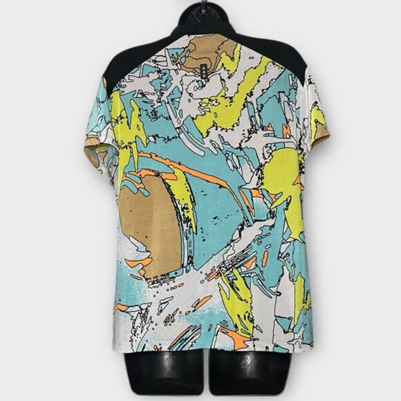 Jamie Sadock Colorful Artsy Abstract Print 1/4 Zip Short Sleeve Golf Top Sz LG - Picture 3 of 8